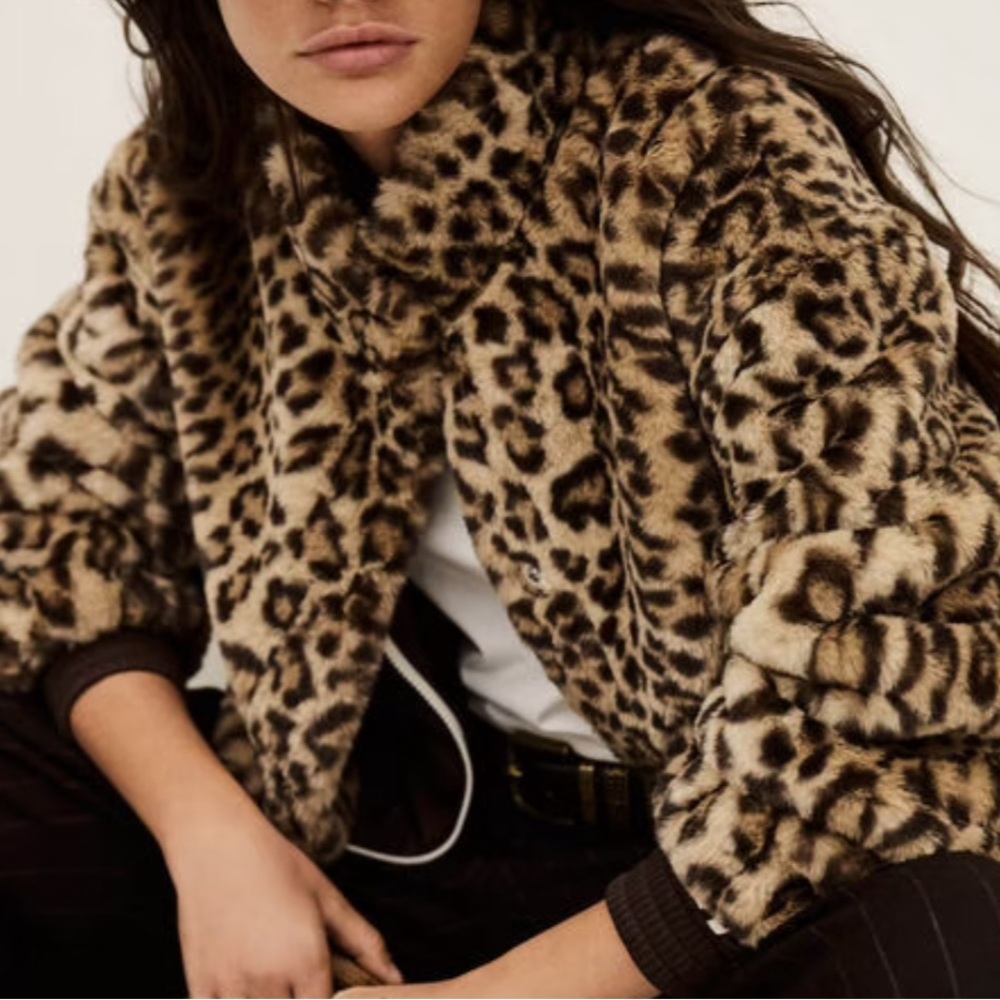 NWT ba&sh Leopard Print Faux Fur Jacket - Picture 5 of 8